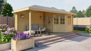 Blokhut - Tuinhuis Niklas Met Overkapping. Afmeting B575xD250