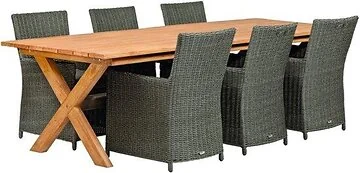 Tuintafel Rustiek Teak kruispoot L250xB100xH78 cm.  