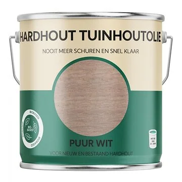 Bio-Based Olie. Hardhout Tuinhoutolie. Puur Wit. 2500ML