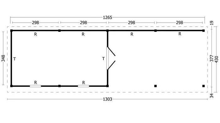 Planed Larch/Douglas Flat Roof Olso XL Type 11