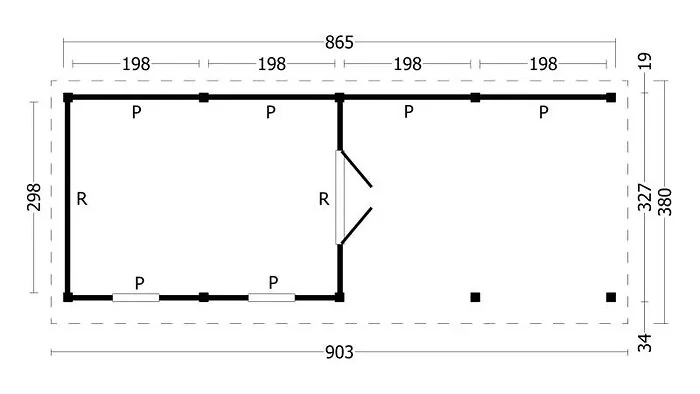 Planed Larch/Douglas Black Flat Roof Olso L Type 11
