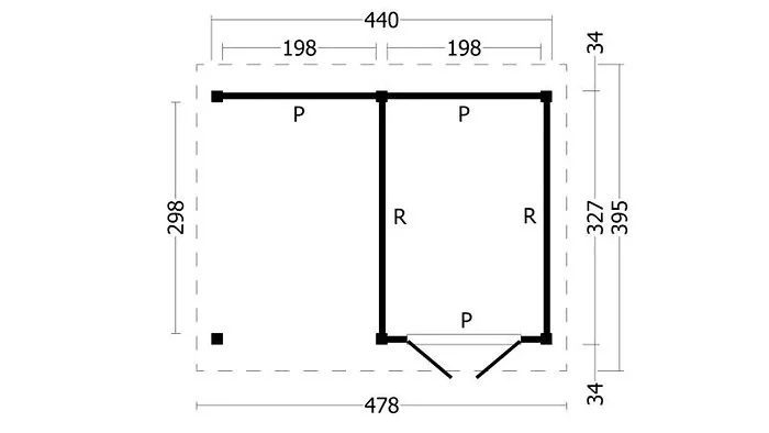 Planed Larch/Douglas Saddle Roof Hamar L Type 3