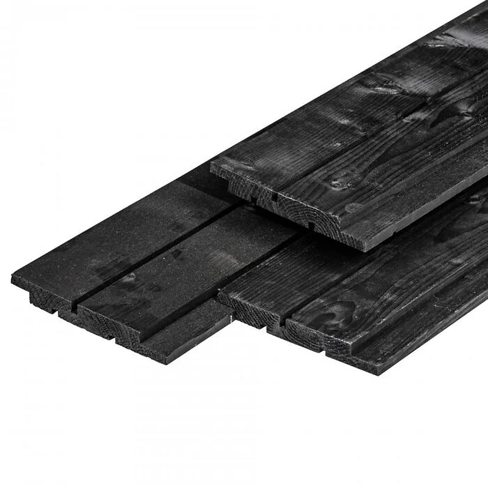 Spruce Channelsiding black sprayed 1.8x14.5x420 cm.
