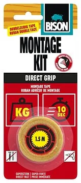 Bison montagekit tape direct grip rol 1,5mx19mm kaart