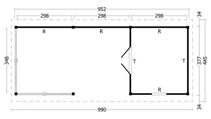 Planed Larch/Douglas saddle roof Hamar XL Type 7