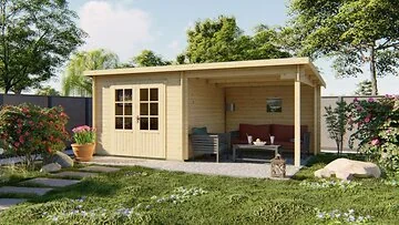 Blokhut - Tuinhuis Chappo. Houtdikte 28mm. Vuren Onbehandeld