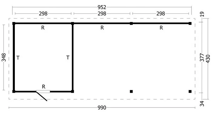 Planed Larch/Douglas Black Flat Roof Olso XL Type 7