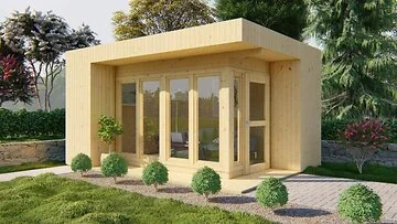 Blokhut -Tuinhuis Elin Met Overkapping. Afmeting B477 x D351CM