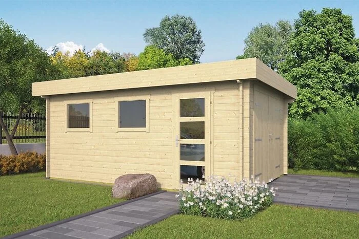 Garage Marketta With Flat Roof Untreated Spruce 380x536cm