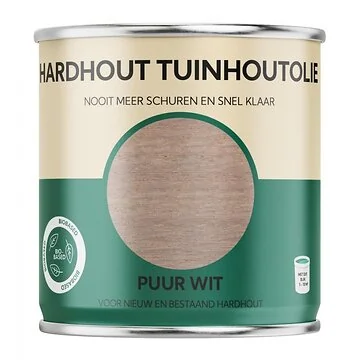 Bio-Based Olie. Hardhout Tuinhoutolie. Puur Wit. 750ML