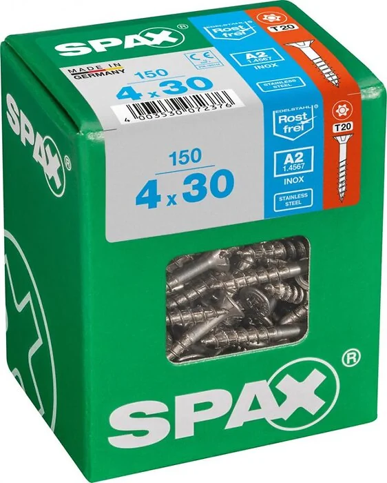 SPAX T-STAR plus A2 roestvrij 4x30 L 150 stuks