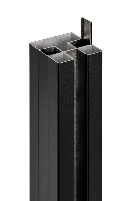 PuraFence aluminium paal incl. paalkap 7,5 x 7,5 x 250 cm, zwart