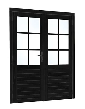 Dubbele glas deur Zwart 6-ruits 185 x 205 cm