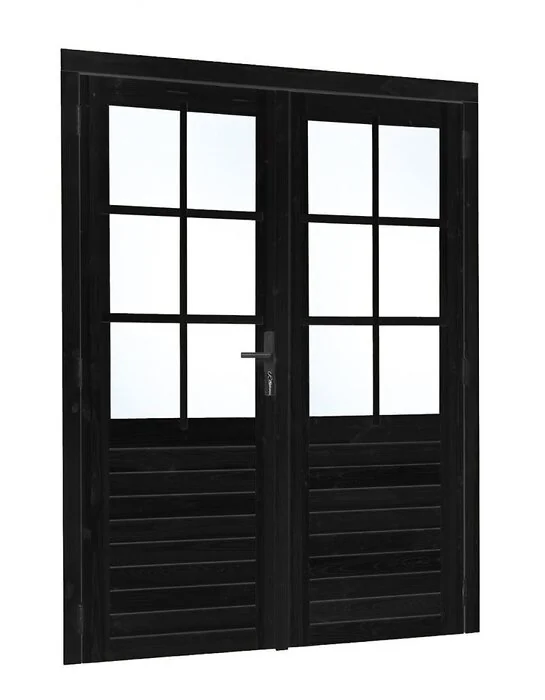 Dubbele glas deur Zwart 6-ruits 185 x 205 cm