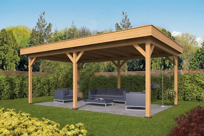 Planed Larch/Douglas Flat Roof Oslo XL Type 1