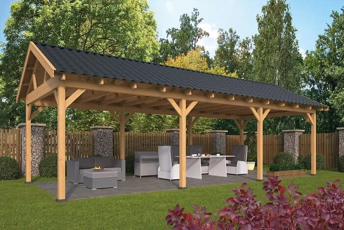 Planed Larch/Douglas saddle roof Hamar XL Type 5