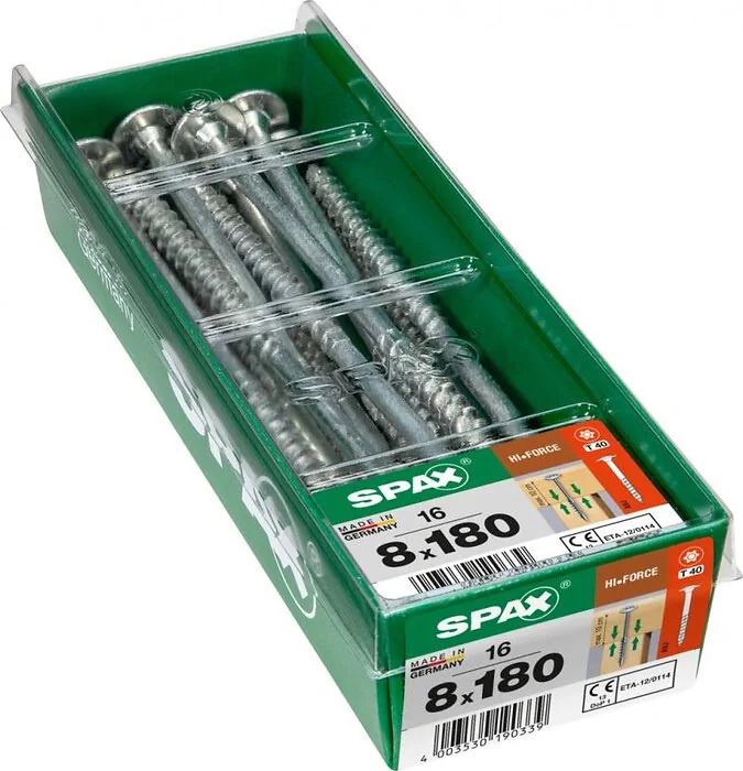 SPAX HI.FORCE WIROX 8x180 STK 16 stuks