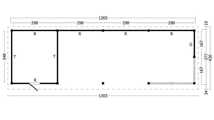 Planed Larch/Douglas Flat Roof Olso XL Type 10