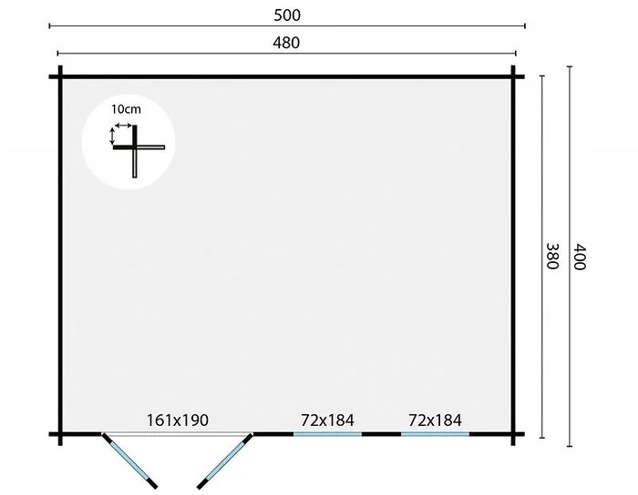 Log cabin - Annabel garden house 500 x 400cm.