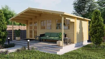 Blokhut - Tuinhuis Pinkus. Houtdikte 44MM. Afmeting B595 x D300 x H263CM. Onbeha