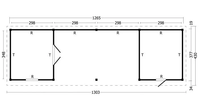 Planed Larch/Douglas Flat Roof Olso XL Type 12