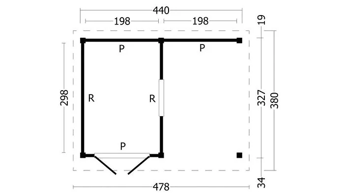 Planed Larch/Douglas Flat Roof Olso L Type 4 
