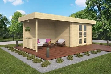 Blokhut - Tuinhuis Maja Met Overkapping 320 + 320x240cm