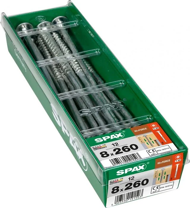 SPAX HI.FORCE WIROX 8x260 STK 12 stuks