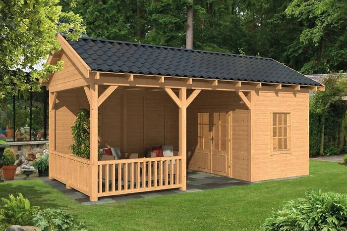 Planed Larch/Douglas Saddle Roof Hamar L Type 7