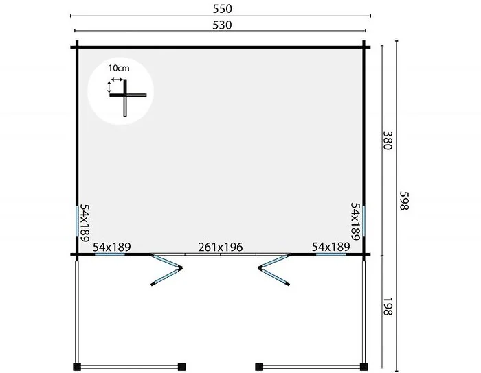 Log Cabin - Garden House Olaug With Canopy 550x400 198cm