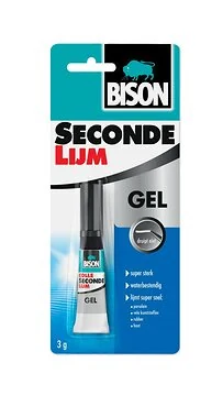 Bison secondelijm gel -3gr/tube kaart