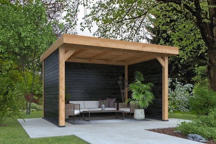 Larch/Douglas DHZ Flat Roof Ommen Swedish Battens Black