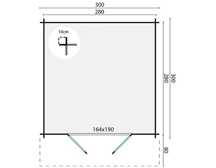Log cabin - Perlund summerhouse B300xD300 cm. 