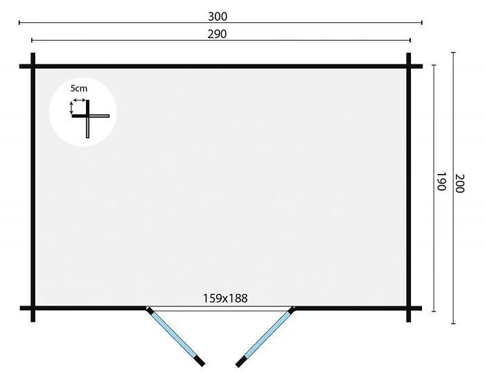 Log cabin - Garden shed Minimodern B300xD200 cm.