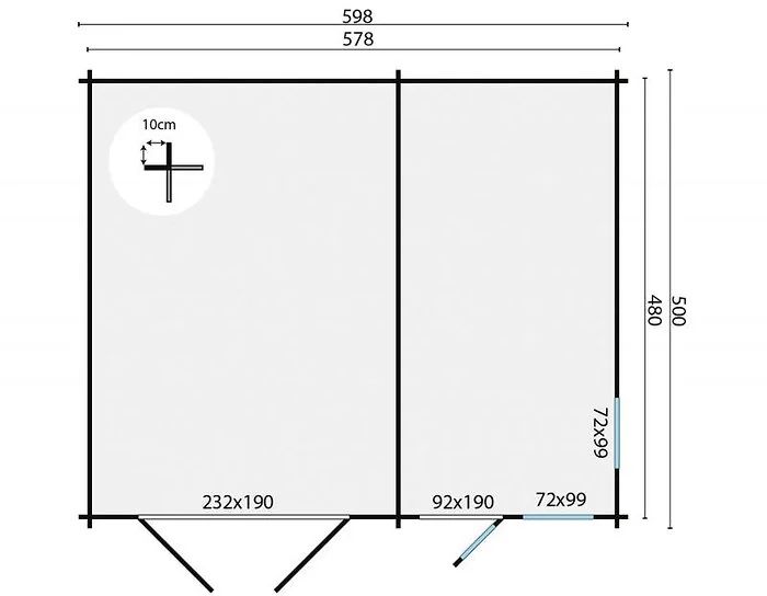 Garage Moa Untreated Spruce 598 x 500cm