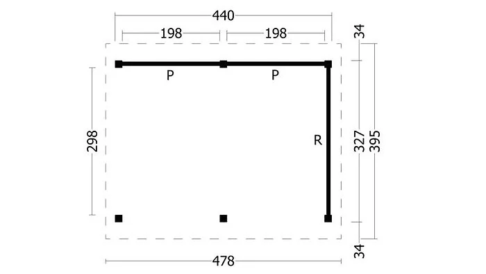 Planed Larch/Douglas Black Saddle Roof Hamar L Type 2
