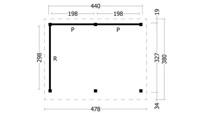 Planed Larch/Douglas Flat Roof Olso L Type 2 