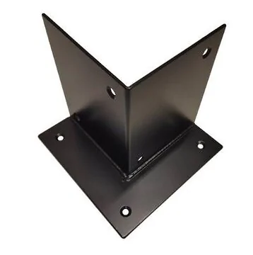 Paalhouder Voetstuk Zwart 115x115 mm. Voor palen 120-150mm.
