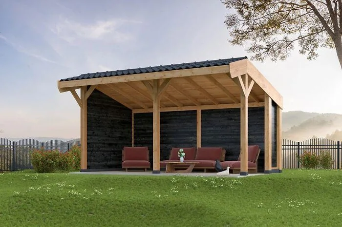Larch/Douglas DHZ Shed Goor Swedish Battens Black