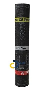 Dakbedekking 470k14. Rol 6m2.  Zonder leislag. Zwart. ***