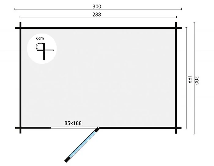 Log cabin - summerhouse Novalie 300x200 cm.
