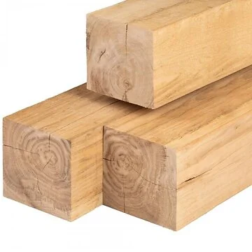 Eiken paal 10,0 x 10,0 x 300 cm ongedroogd, fijn bezaagd