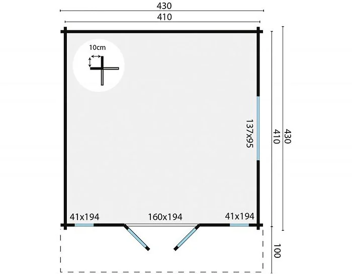 Laula log cabin W430xD430 cm. 