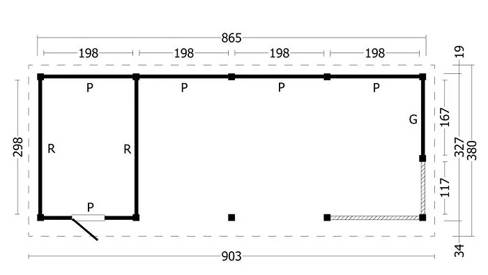 Planed Larch/Douglas Black Flat Roof Olso L Type 10