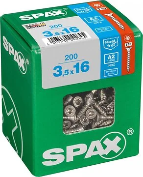 SPAX T-STAR plus A2 roestvrij 3,5x16 L 200 stuks
