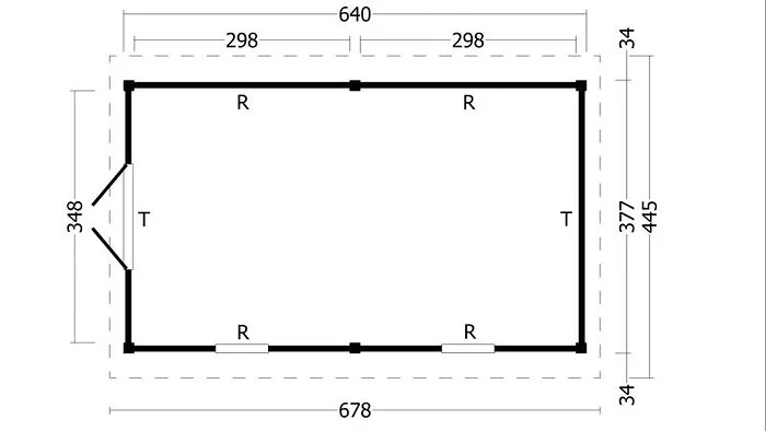 Planed Larch/Douglas Black Saddle Roof Hamar XL Type 4
