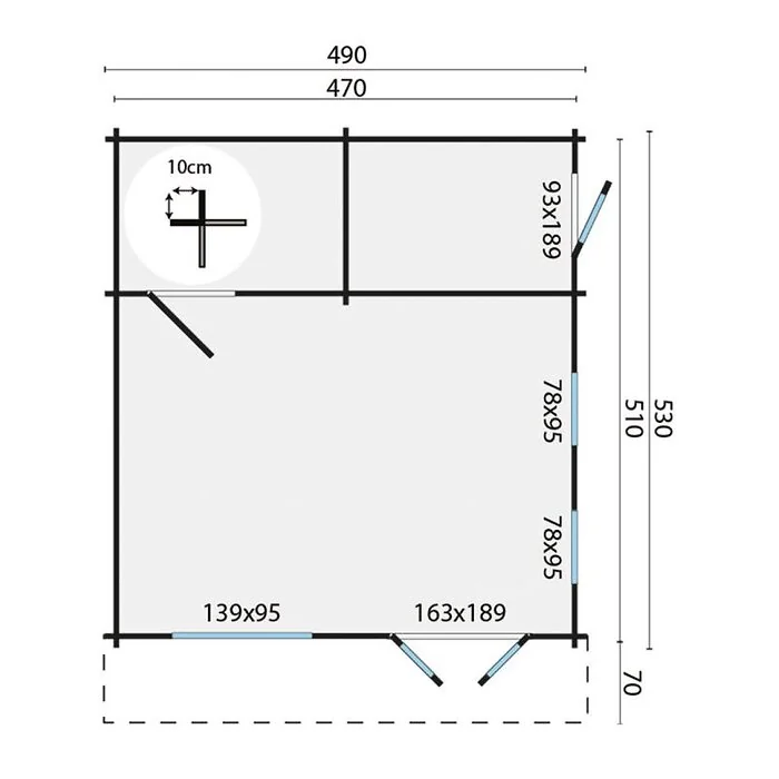 Blockhouse - Garden House Berlin 490x530 plus 70 cm.