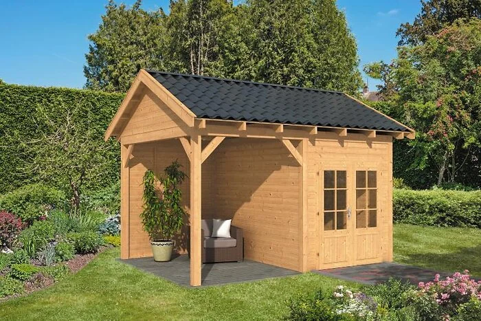 Planed Larch/Douglas Saddle Roof Hamar L Type 3