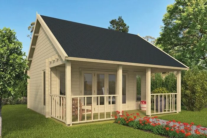 Log Cabin - Garden House Olaug With Canopy 550x400 198cm