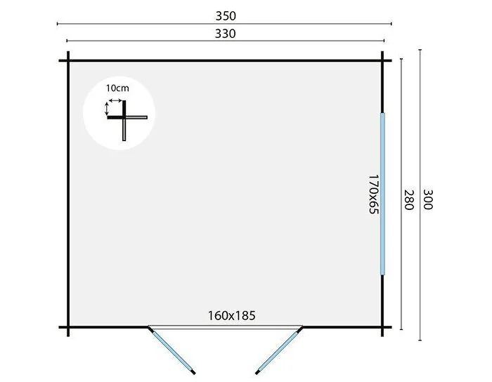 Log cabin - Skov summerhouse B350xD300 cm.